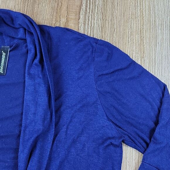 💜Jason Maxwell Blue w/Silver Studded Cuff Cascading Front Cardigan Small - Picture 10 of 13